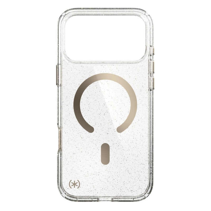 Speck Presidio Lux-Glitter MagSafe Case with Camera Control for iPhone 18 Pro Max - Clear/Gold Glitter