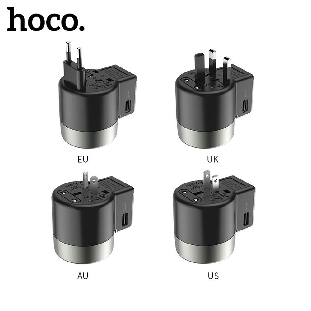 Hoco AC4 USB Charger Universal World Travel Adapter US/UK/EU/AU Plug Converter