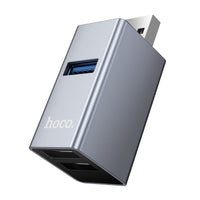 Thumbnail for HOCO HB54 3-in-1 Converter [USB A to USB2.0 x2 & USB 3.0] - Metal Grey