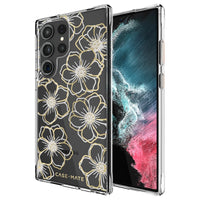Thumbnail for Case-Mate Floral Gems Antimicrobial Case for Samsung Galaxy S23 Ultra - Clear/ Gold