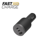 Thumbnail for OtterBox Premium Pro Fast Charge 3 Port Car Charger 72W USB-C & USB-A 12W-Black
