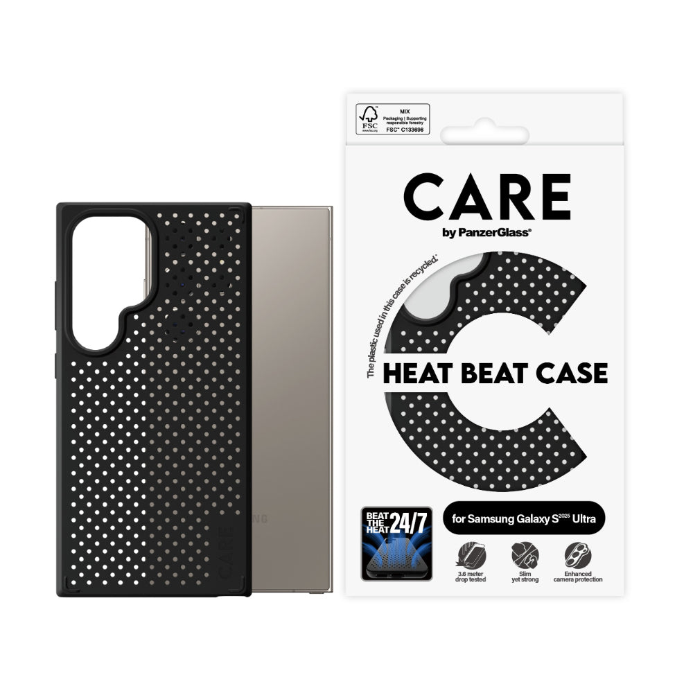 PanzerGlass CARE Heat Beat Case for Samsung Galaxy S25 Ultra- Black