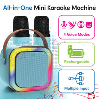 Thumbnail for Laser Mini Karaoke Speaker 2 Wireless Mics- Blue
