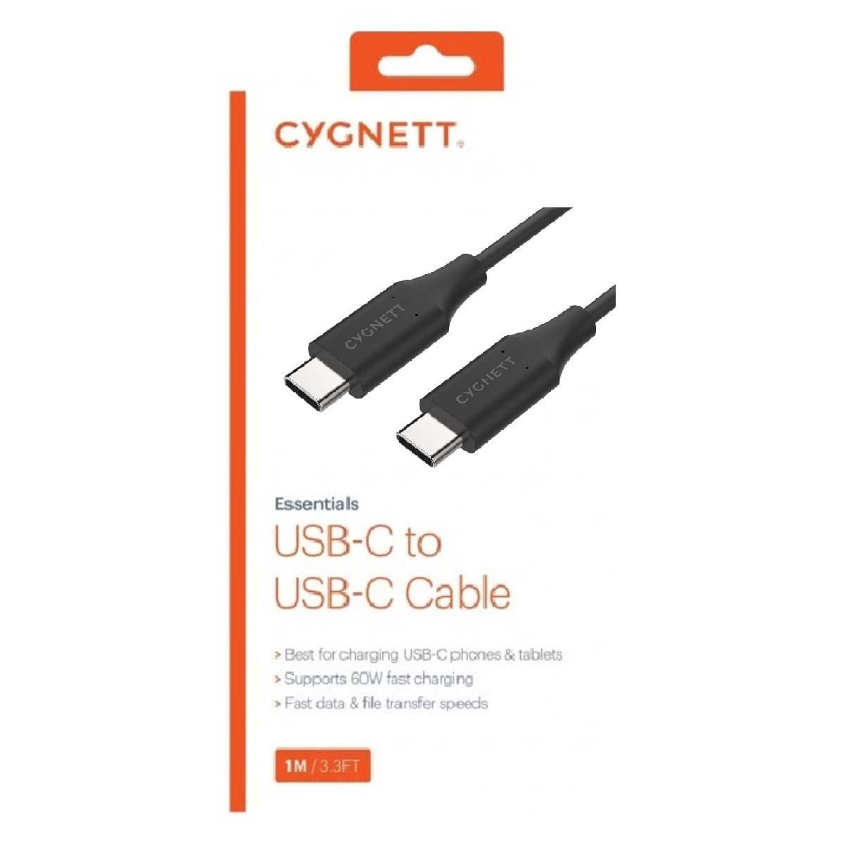 Cygnett Essentials USB-C to USB-C Cable (1M) - Black