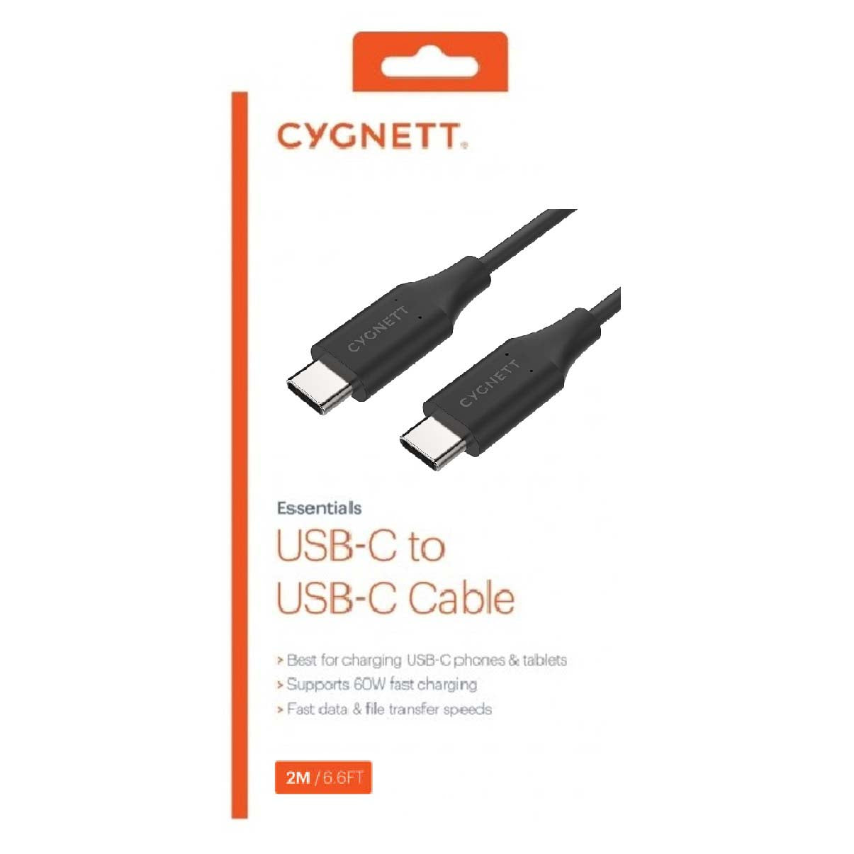 Cygnett Essentials USB-C to USB-C Cable (2M) - Black