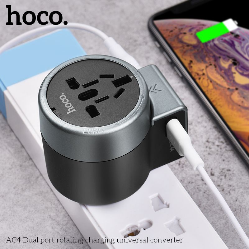Hoco AC4 USB Charger Universal World Travel Adapter US/UK/EU/AU Plug Converter