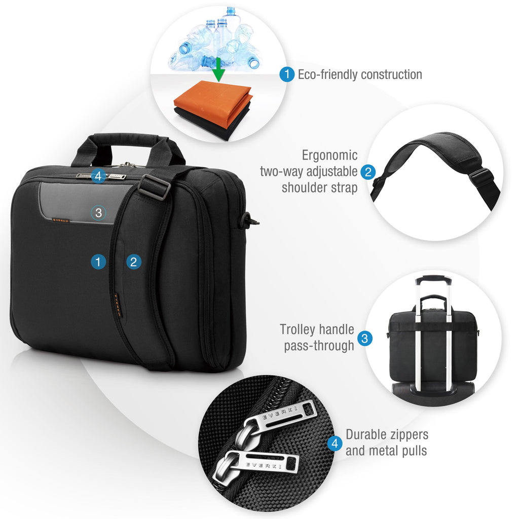 Everki Advance Eco Laptop Bag Briefcase Plastic Bottles up to 16-Inch