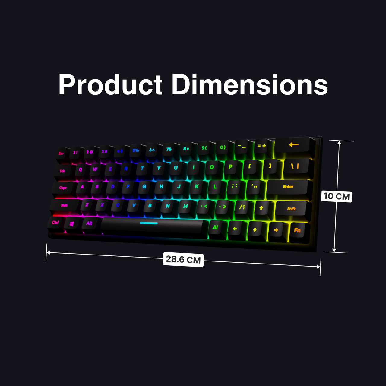 Laser Gaming Mini Mechanical Keyboard - Black