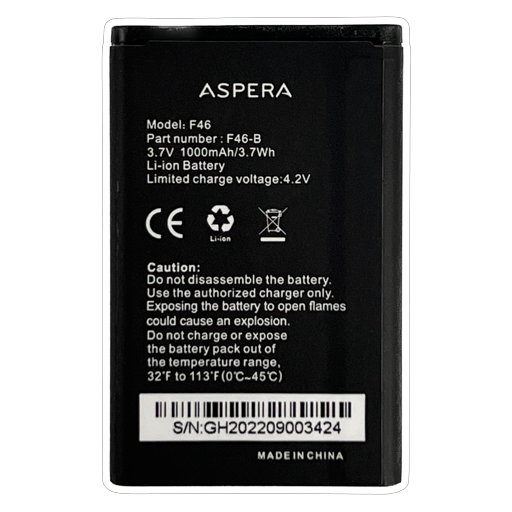 Replacement Battery Suits Aspera F46 Flip Mobile Phone (F46-B)
