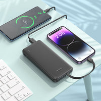 Thumbnail for Hoco J118 10000mAh With Built In Charging Cable Speed Energy Power Bank - Black