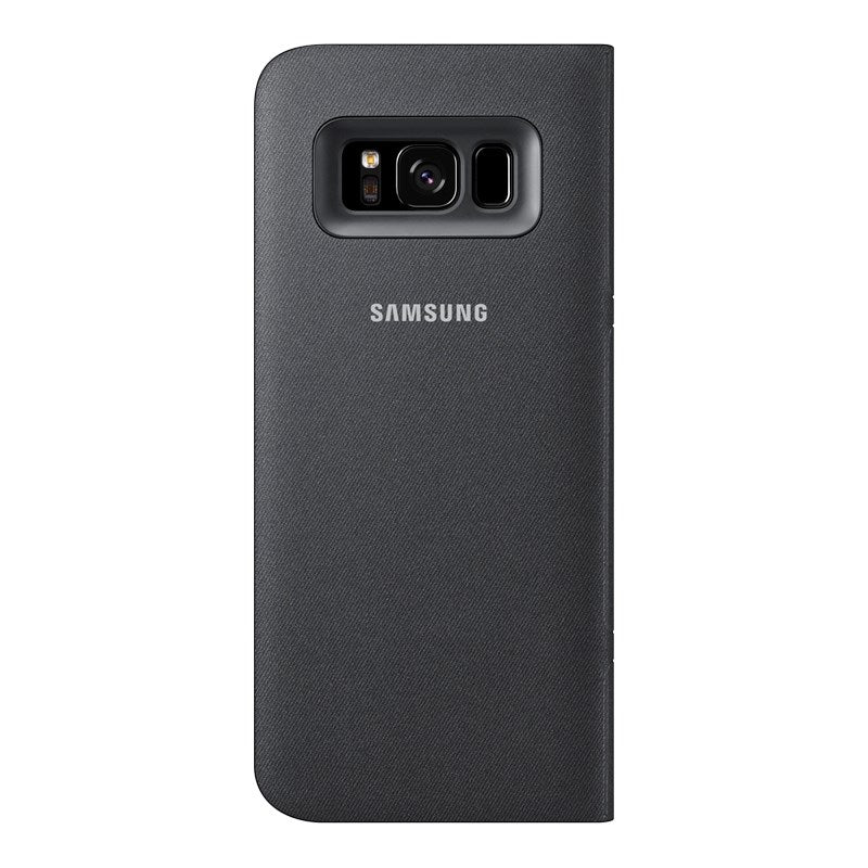 Samsung Galaxy S8 Led Flip Wallet Cover - Black