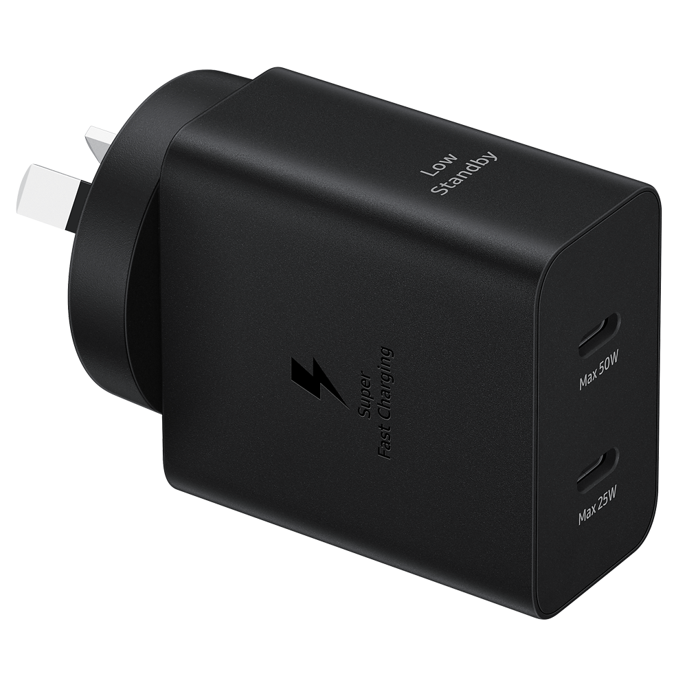 Samsung 50W Duo FAST Charge 2.0 Wall Charger with 1.8M LONG USB-C to USB-C Cable - Black