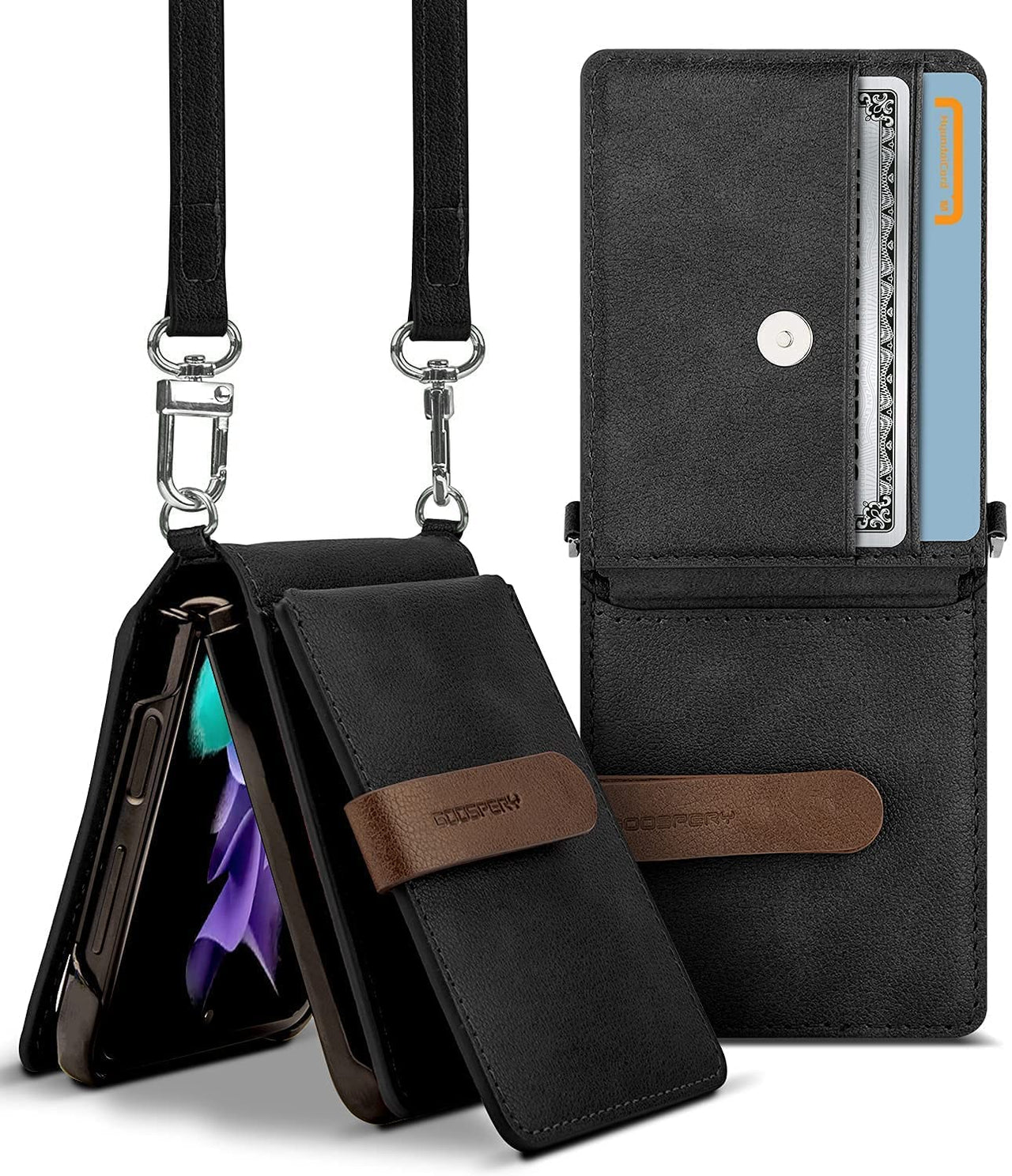 Samsung Galaxy Z Flip 4 Goospery Mercury Leather Strap Diary - Black