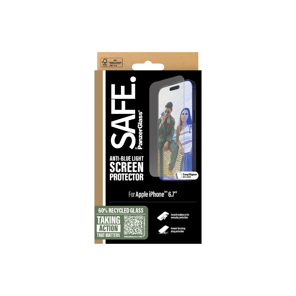 PanzerGlass SAFE UWF EyeCare screen protector for iPhone 16 Plus