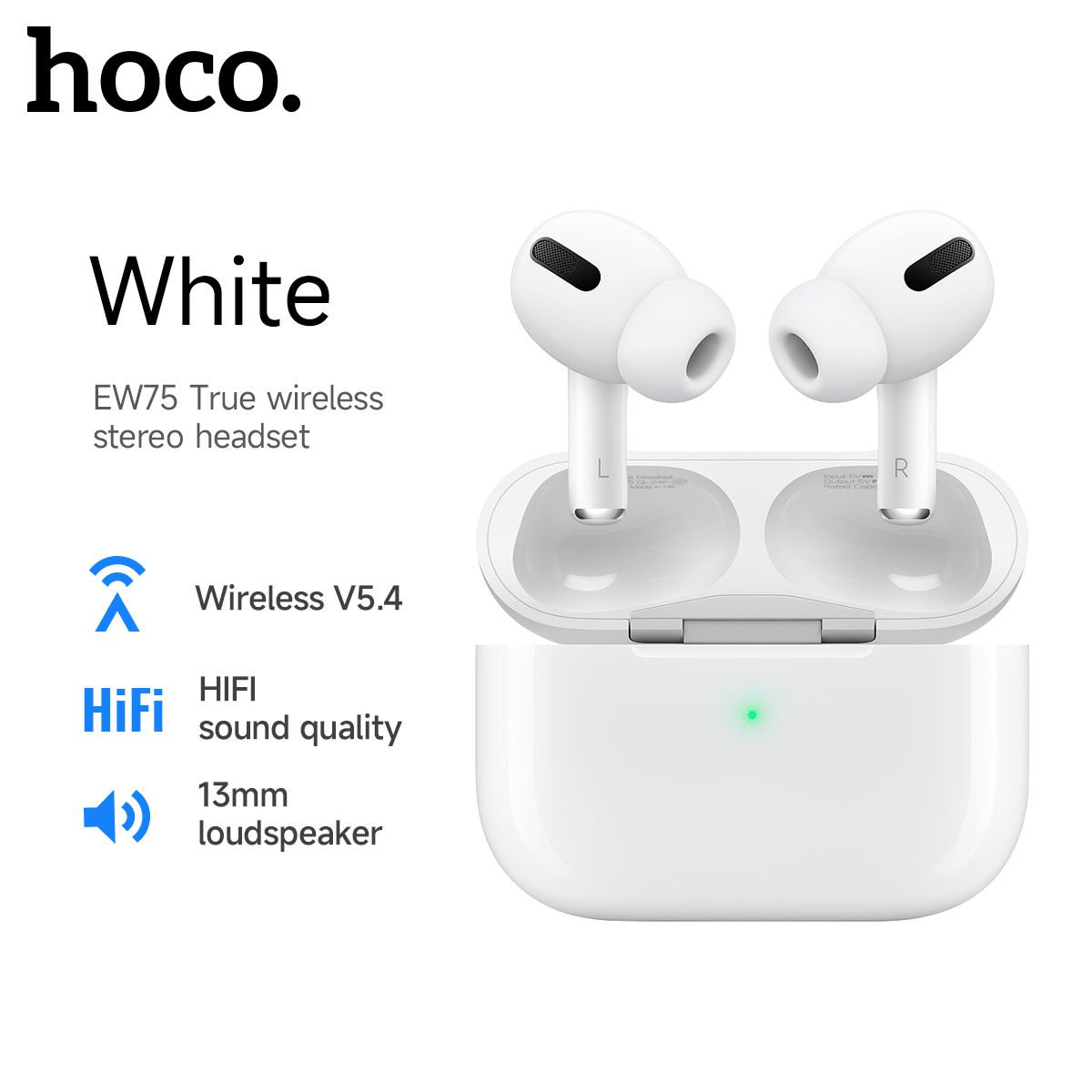 Hoco EW75 Physical Noise Cancelling True Wireless Earphones - White