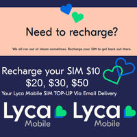 Thumbnail for Recharge for LycaMobile $10/20/30/50 EMAIL/MESSAGE DELIVERY LYCA TOPUP Credit