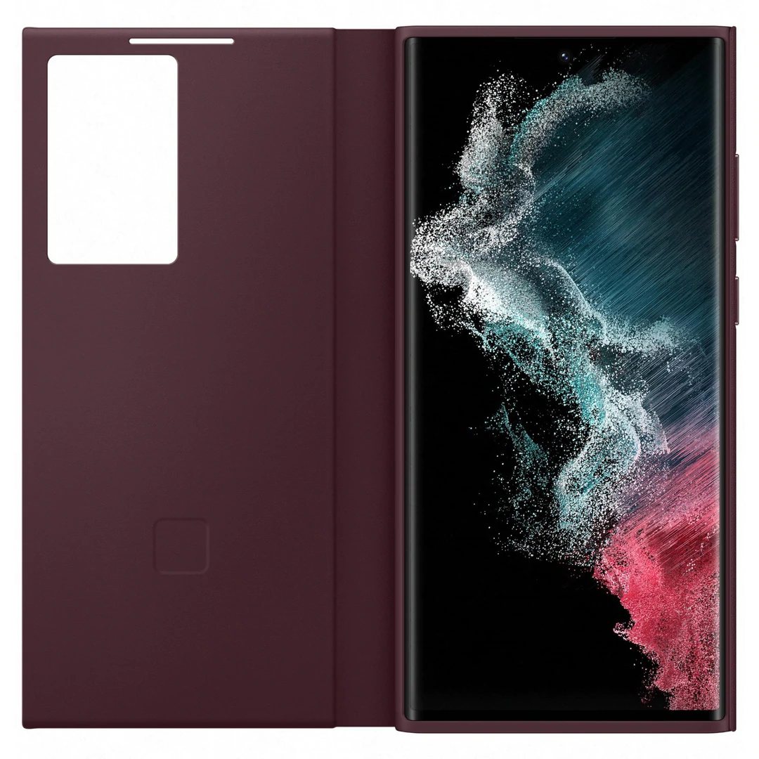 Samsung Clear View Cover for Galaxy S22 Ultra - Burgundy