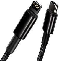 Thumbnail for Baseus Tungsten Gold USB-C to Lightning 20W Fast Charging PD Cable Cord 1Meter - Black