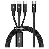 Thumbnail for Baseus Rapid Series 20W USB-C 3 in 1 Fast Charging Cable 1.5m| (Lightning + USB-C + Micro)  - Black