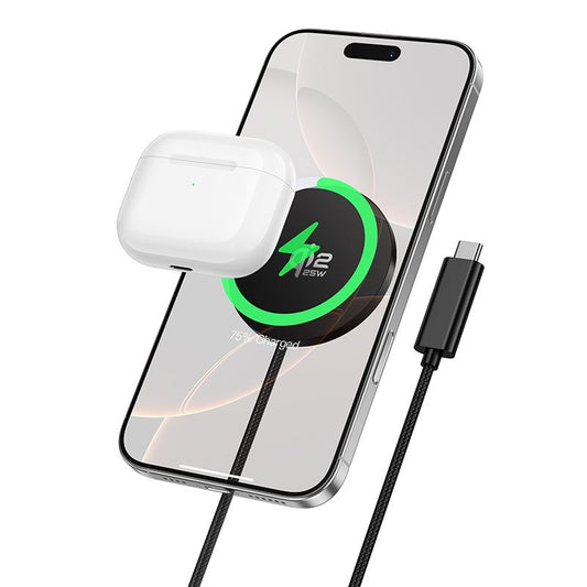 Hoco CW63 Pro Qi2.2 25W Magnetic Wireless Fast Charger (MagSafe Compatible) - Black