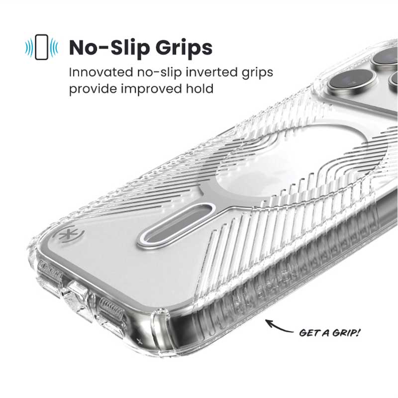 Speck Presidio Clear Grip for iPhone 17 Pro Max - Clear/Silver