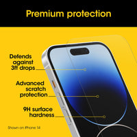 Thumbnail for OtterBox Premium Pro Glass Antimicrobial AntiBlue Light Screen Protector for Apple iPhone 15 Pro (6.1')  - Clear