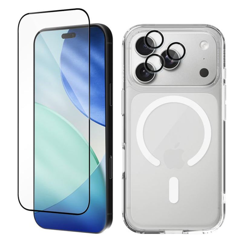 EFM 3-in-1 Case, Screen and Camera Lens Protection Bundle for iPhone 18 Pro - Clear