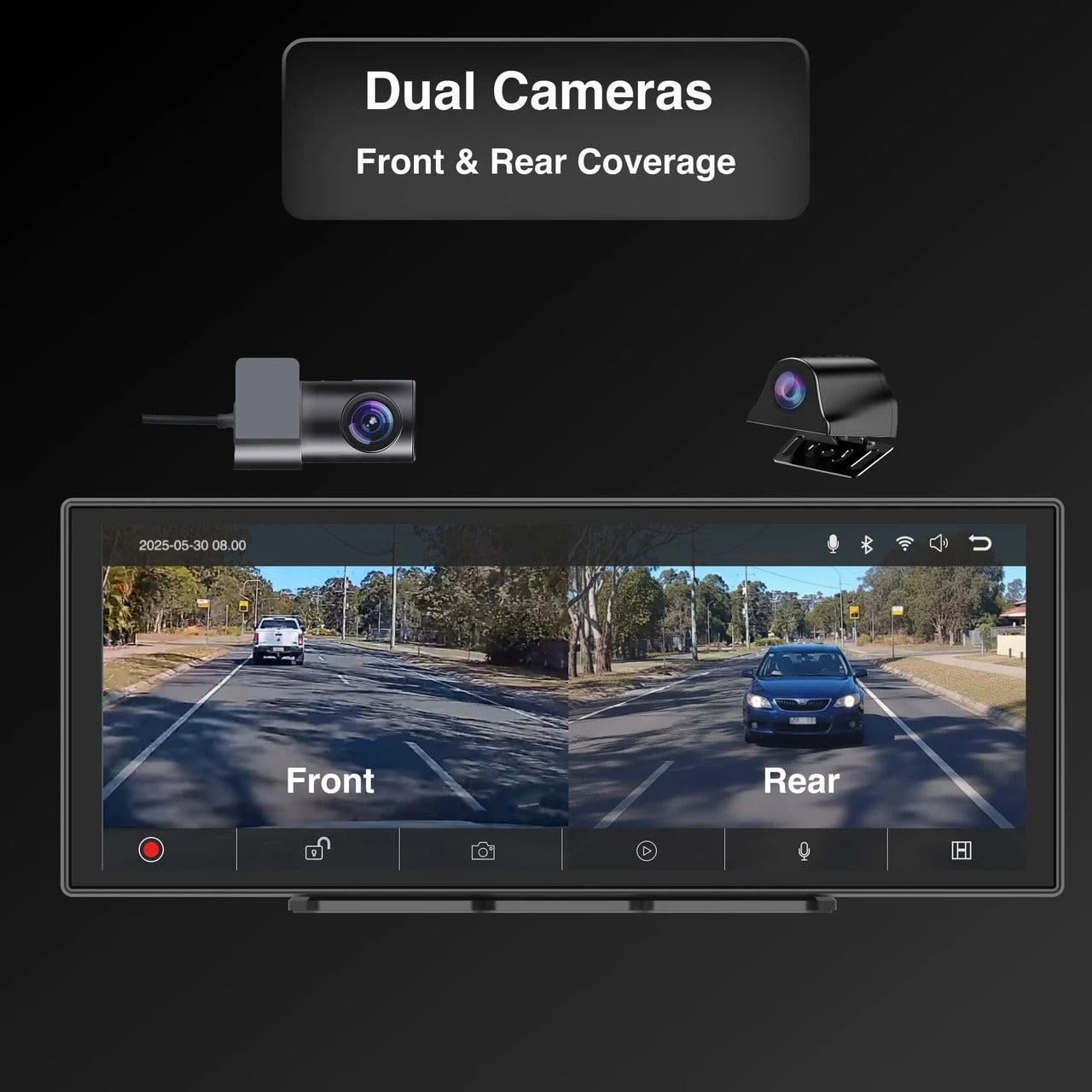 Laser 12-inch CarPlay Android Auto Dual Camera