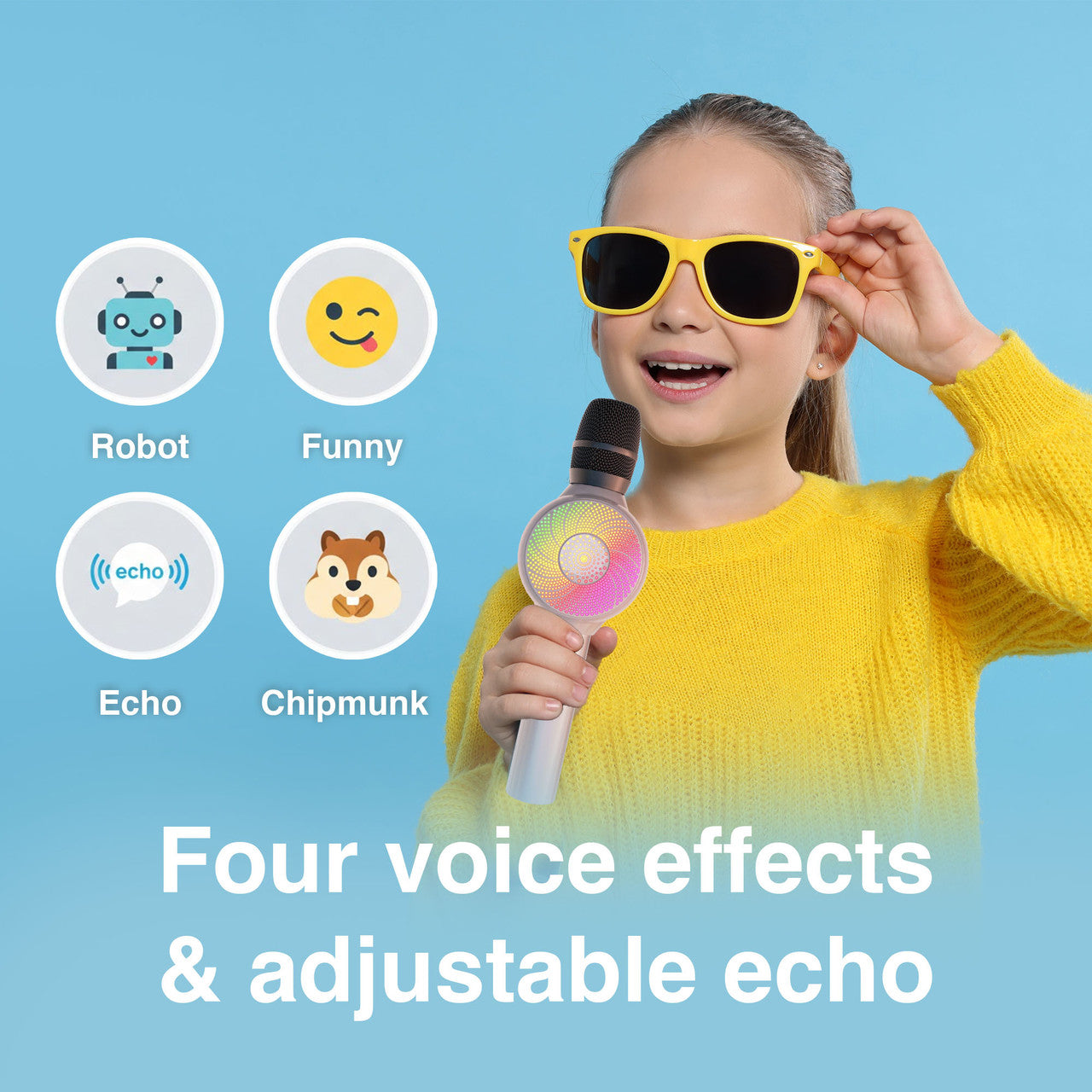 Laser LED Wireless Karaoke Microphone- Rose Gold