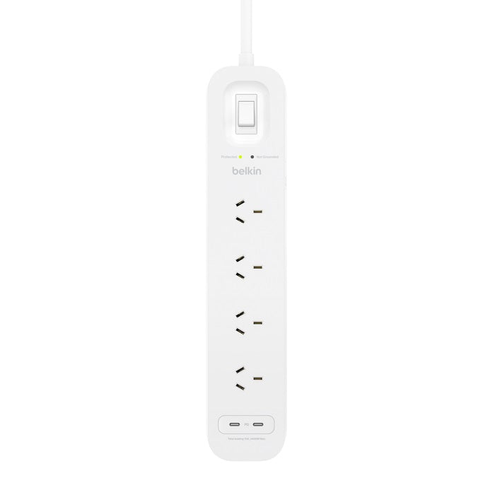 Belkin SurgePro 4Outlet Surge Protector with Dual USB-C 30W -White