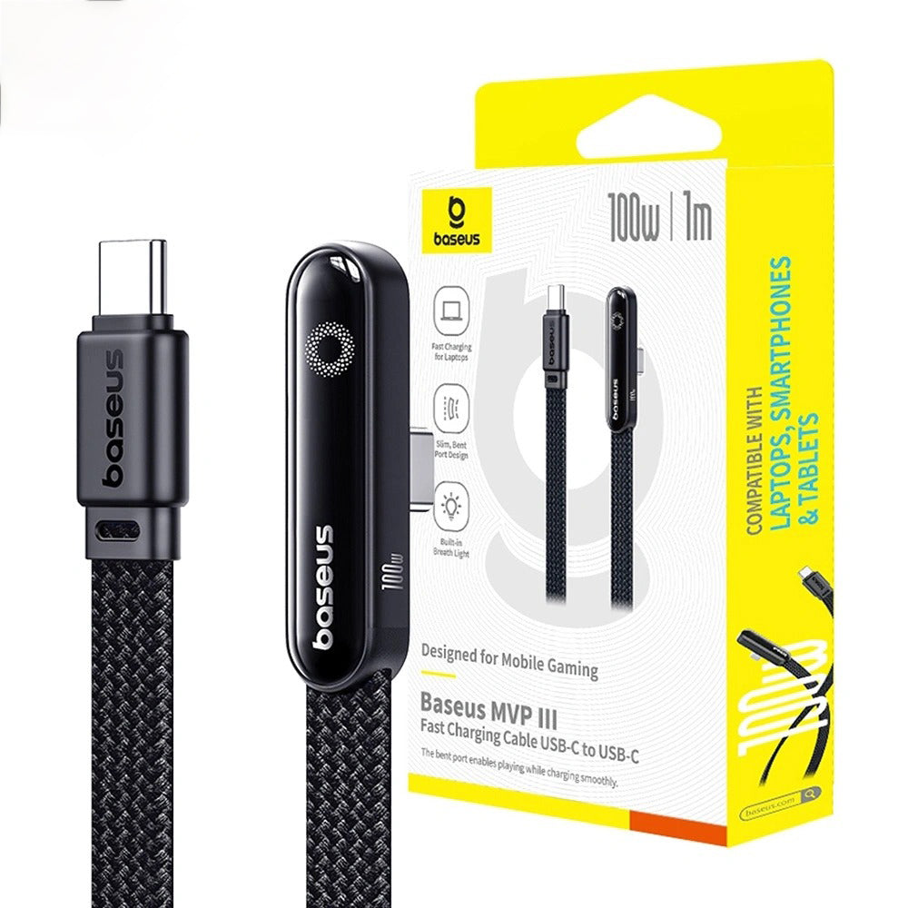 Baseus MVP 3 Fast Charging Cable USB-C to USB-C 100W 1M for 15 / 16 / 17 Series - Black