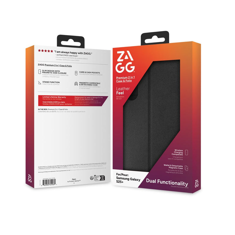ZAGG Premium Wallet/Folio 2-in-1 Case for Samsung Galaxy S25+ (S25 Plus) - Black