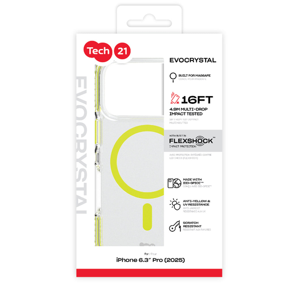 Tech21 EvoCrystal MagSafe Case for iPhone 17 Pro - Clear/Green