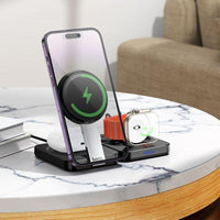 Thumbnail for Hoco CQ11 15W 3 in 1 Folding Magnetic Wireless Fast Charger - Black