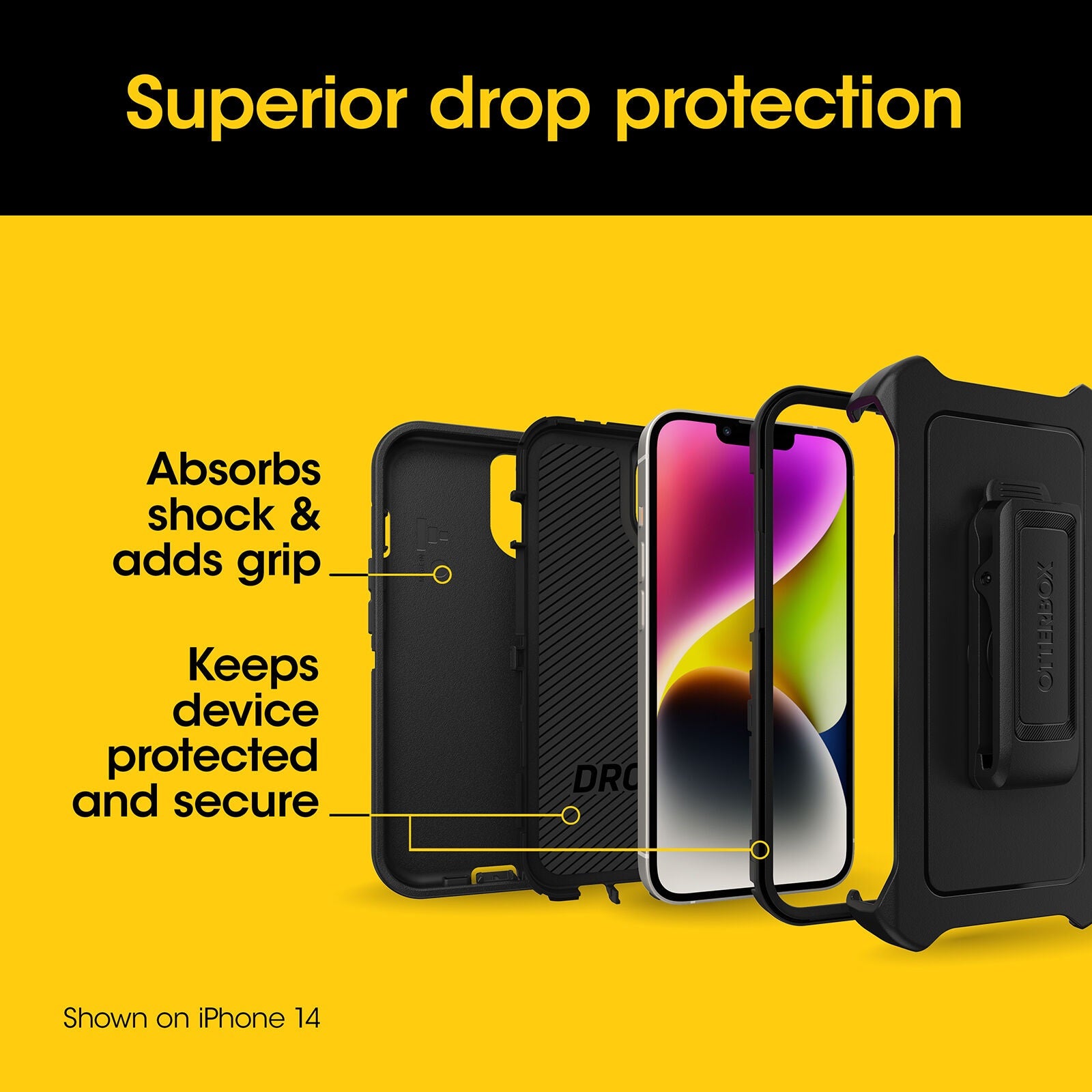 OtterBox Defender Case for Apple iPhone 15/14/13 - 6.1" - Black