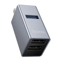 Thumbnail for HOCO HB54 3-in-1 Converter [USB A to USB2.0 x2 & USB 3.0] - Metal Grey