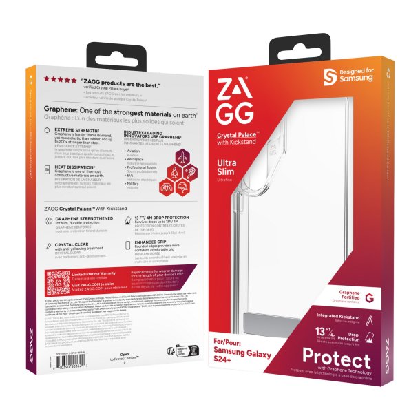 ZAGG Graphene Crystal Palace Kickstand Case for Samsung Galaxy S24 Plus 5G  - Clear