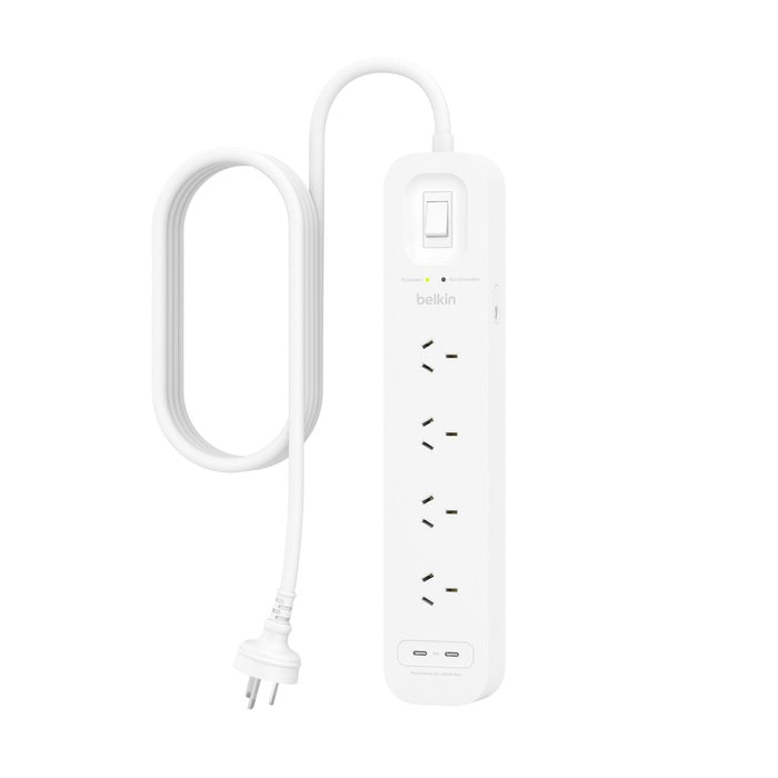Belkin SurgePro 4Outlet Surge Protector with Dual USB-C 30W -White