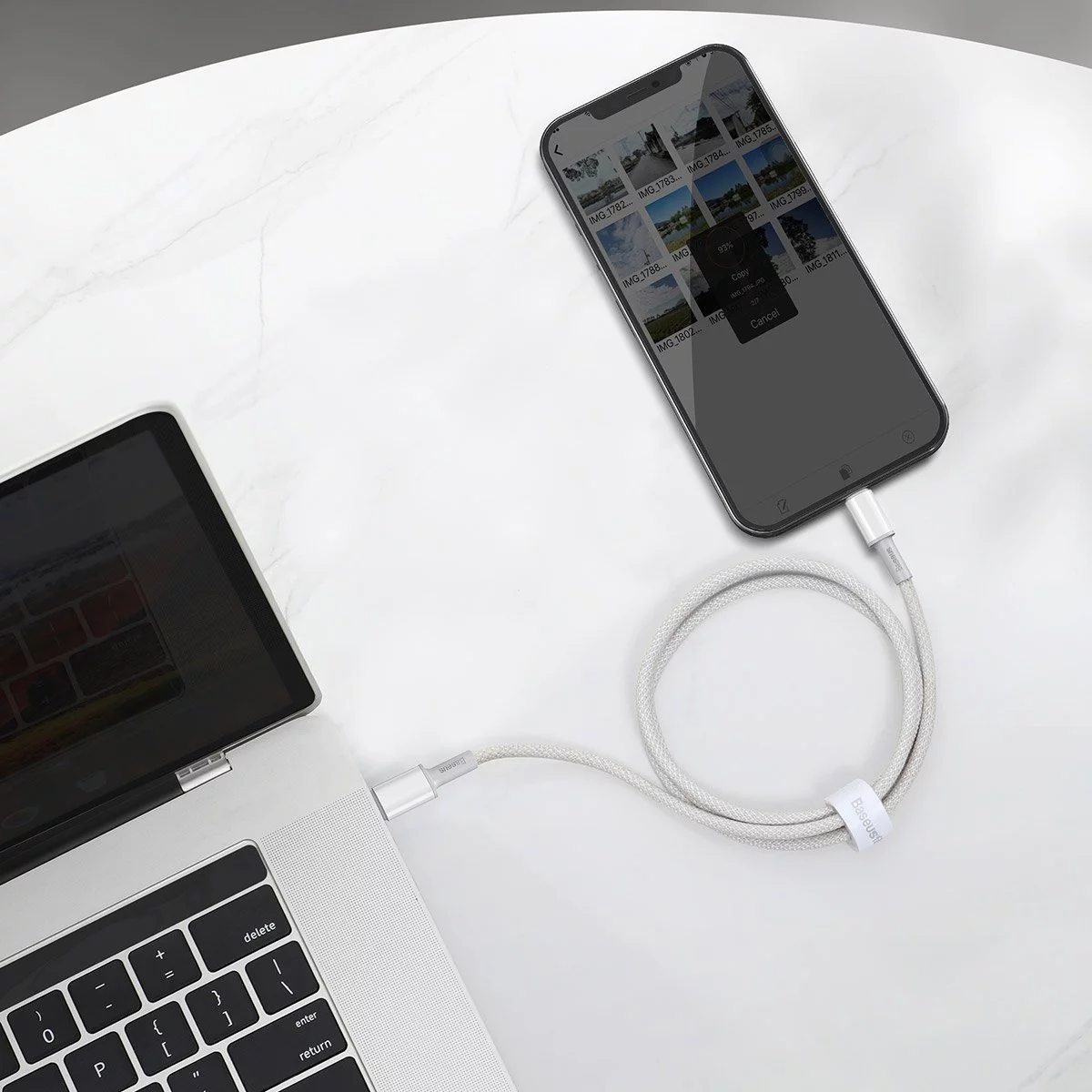 Baseus High Density Braided  USB-C to Lightning 20W Fast Charging Cable Cord 2M - White