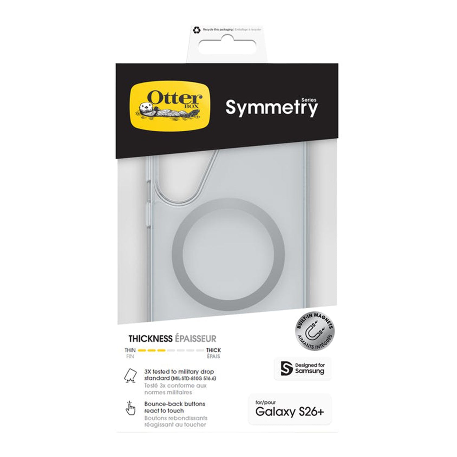 OtterBox Symmetry Case with Magnets Suits for Samsung Galaxy S26+ (S26 Plus) - Clear