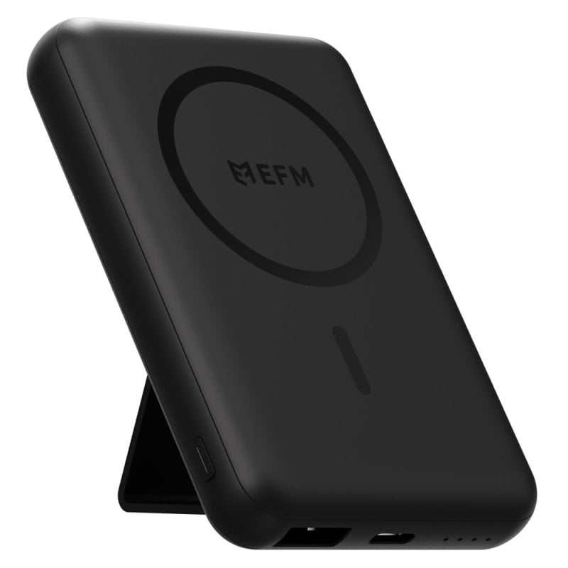 EFM FLUX 5,000mAh Magnetic Power Bank With MagSafe Compatability and Foldable Stand - Black