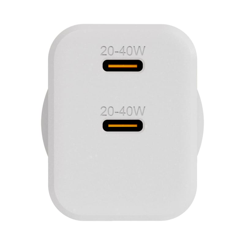 EFM ECO 40W Dual Port Wall Charger with GaN, Power Delivery and PPS - White