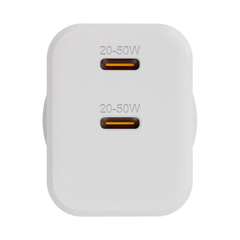 EFM ECO 50W Dual Port Wall Charger with GaN, Power Delivery and PPS - White
