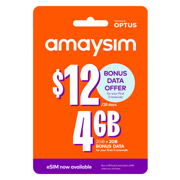 Amaysim $12 Starter Pack PrePaid SIM Card