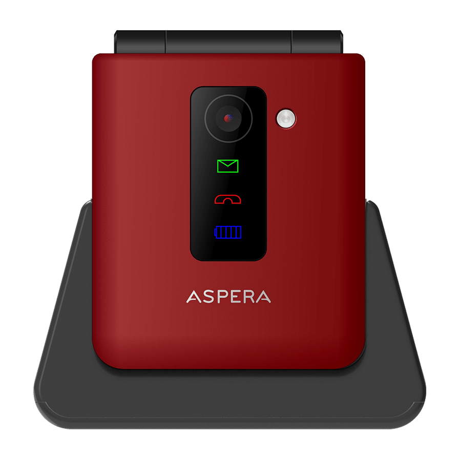 Aspera F50 Seniors 4G BIG button FLIP mobile phone with CRADLE 2024 MODEL - Red