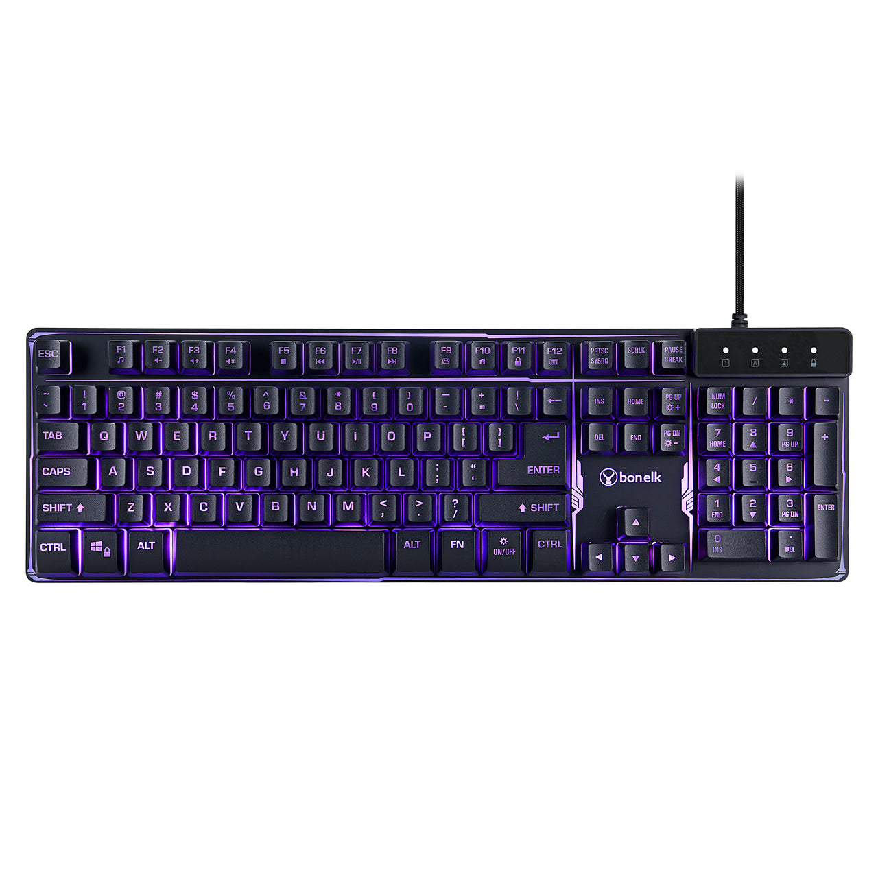 Bonelk K-308 Gaming LED Backlit Keyboard, USB, Full Size - Black