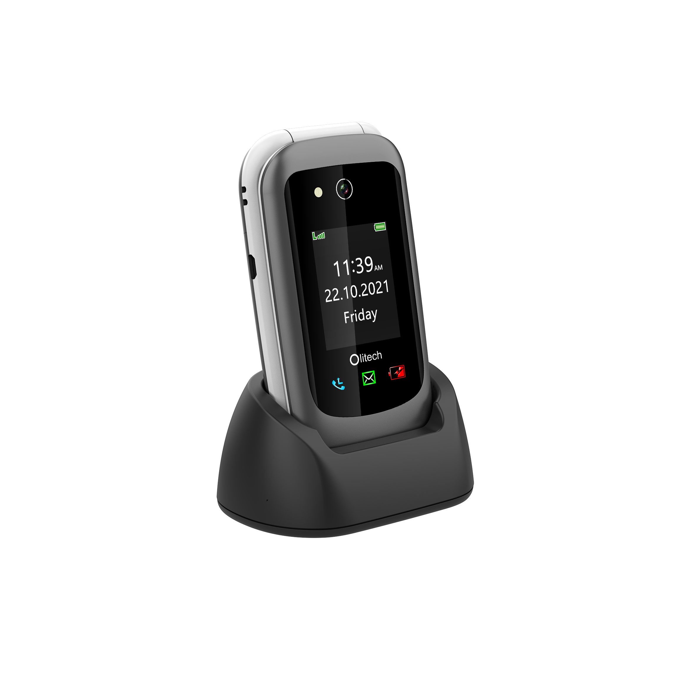 Olitech EasyFlip 2 4G Seniors Phone Big Buttons GPS Location - Black/White