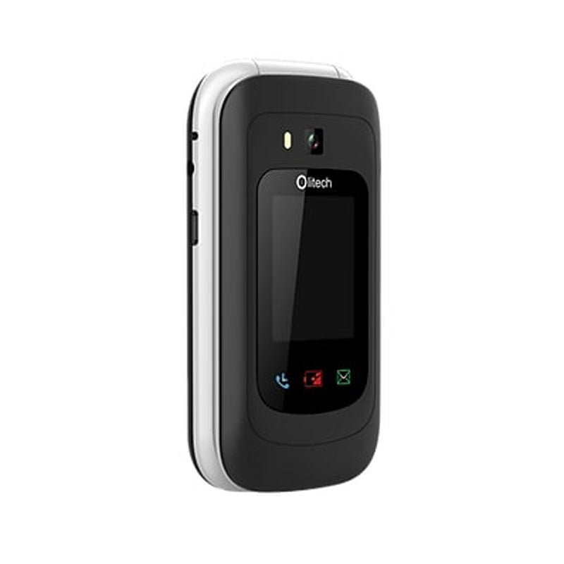 OPEN BOX - Olitech SMART EasyFlip 4G Seniors Phone Big Buttons GPS SOS WiFi HotSpot WhatsApp - Black/White