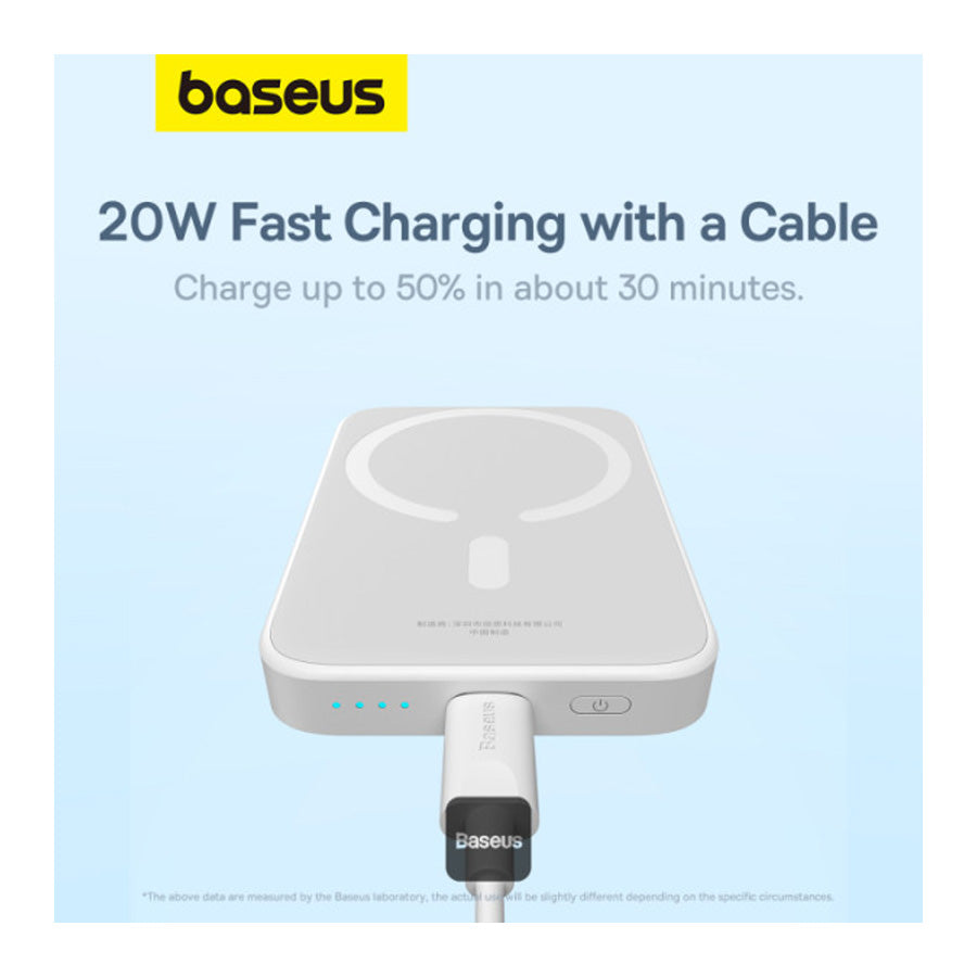 Baseus 6000mAh Magnetic Mini Air 15W Wireless Power Bank With PD 20W Type-C Port - White