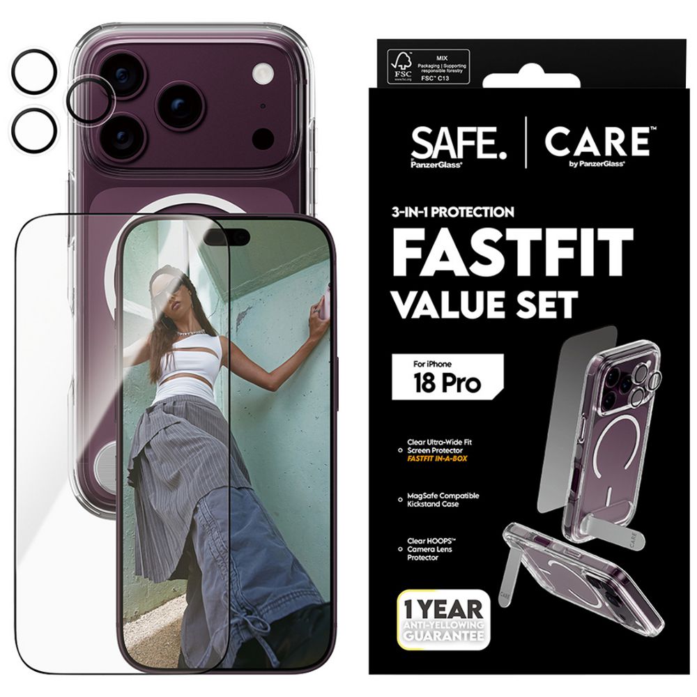 PanzerGlass 3-in-1 Protection Bundle for iPhone 18 Pro - Clear